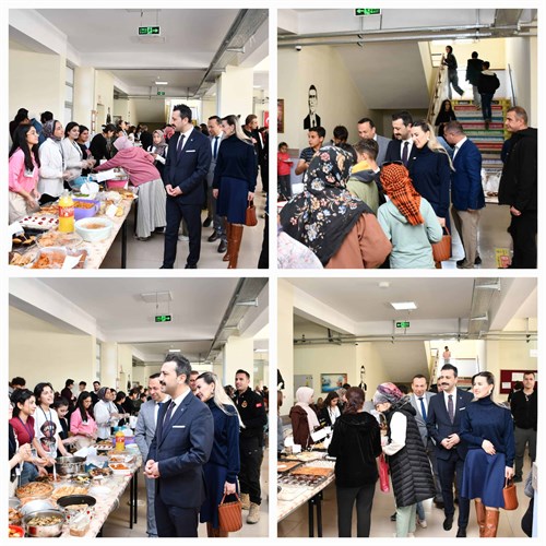 Kaymakamımız Ömer Tuğrul KUNDAKÇI ve eşi Miyase Büşra KUNDAKÇI Hanımefendi, Anadolu İmam Hatip Lisesinde Gazze Yararına düzenlenen Kermese katıldı.